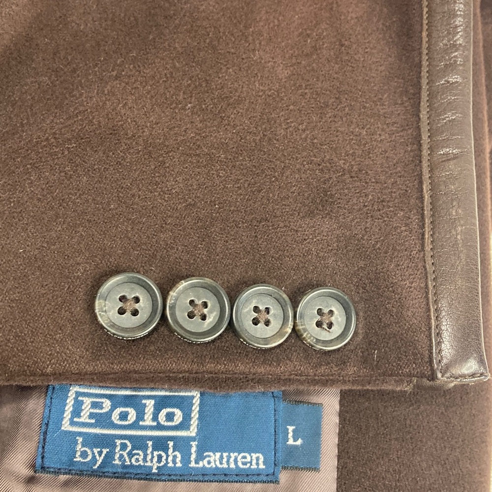 Vintage Polo Ralph Lauren Sport Coat Mens Large brown Cotton Leather Elbow Patch